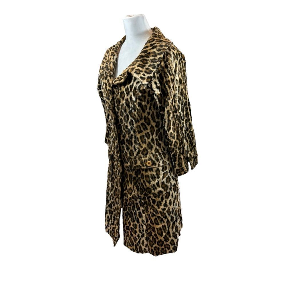 Ladies John Carlisle Faux Fur‎ Leopard Print Midi Jacket Size Small